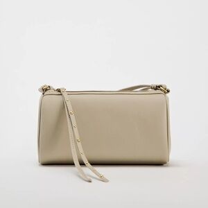Zara Cream Shoulder Bag studded zipper